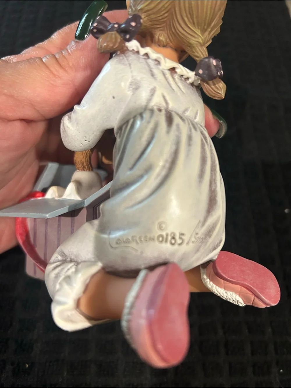 Girl and Puppy Figurine - White Dress & Brown Puppy Collectible